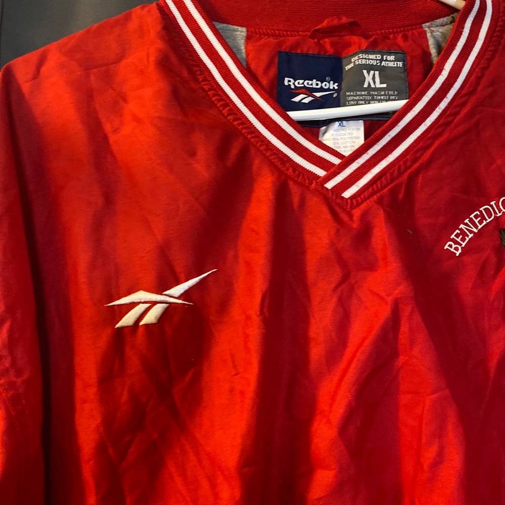 Vintage Reebok Men Size XL Red V Neck Pullover Windbreaker Golf Baseball EUC - Picture 4 of 7